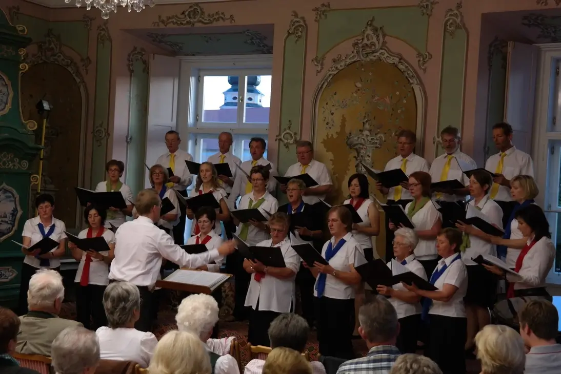 The choir sining, the concert in the Baroque Hall of Vorau Abbey 2015.