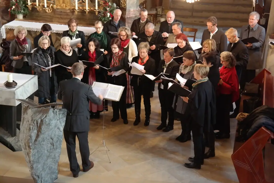 The Vorau Choir signing inside a church, the Christmas time 2017. 